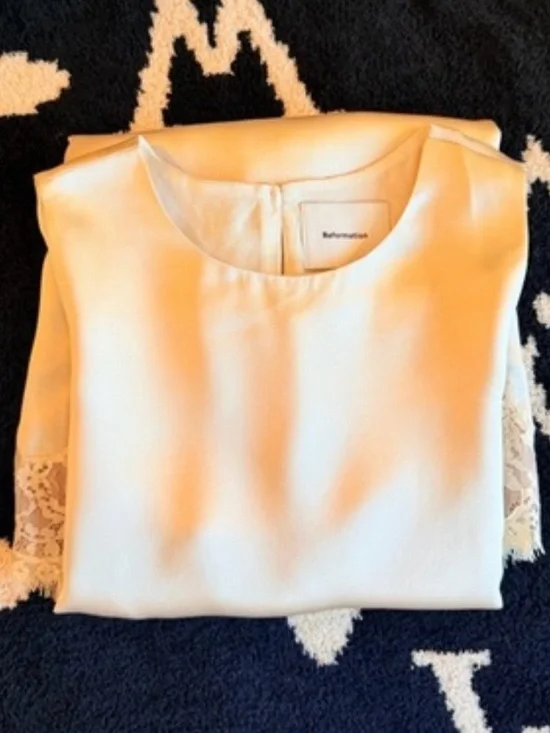 Reformation Jessalyn Silk Dress In Almond, NWOT, NEVER WORN, NO FLAWS. - Picture 7 of 7